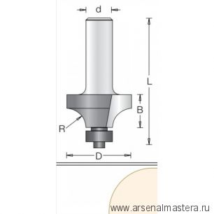 Фреза радиусная с нижним подшипником DIMAR 15.9 x 7.9 x 50 x 8 R 1.7 1090015