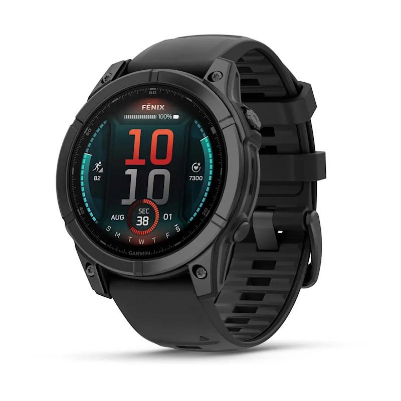 Умные часы Garmin Fenix E, 47 мм, AMOLED, Slate gray steel with black silicone band фото