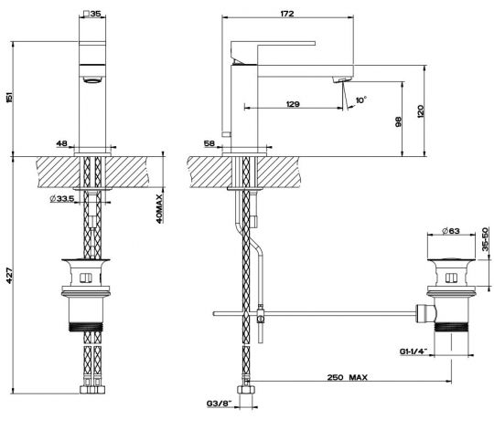 Изображение Смеситель Gessi Rettangolo для раковины 20001