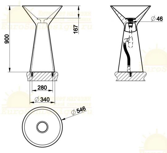 Изображение Напольная раковина Gessi Cono 4591 54,6х54,6