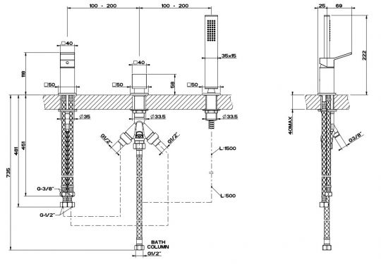 Изображение Смеситель Gessi Rettangolo K для ванны/душа 53043