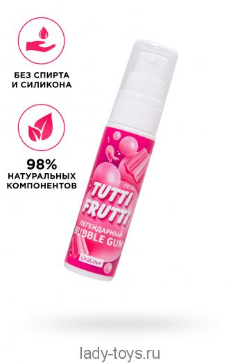 Съедобная гель-смазка TUTTI-FRUTTI для орального секса со вкусом BUBBLE GUM, 30 гр