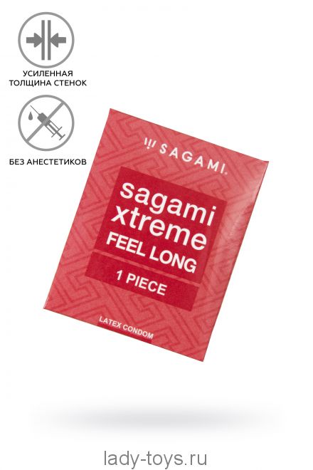 Презервативы Sagami, xtreme, feel long, латекс, 19 см, 5,2 см, 1 шт.