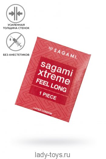 Презервативы Sagami, xtreme, feel long, латекс, 19 см, 5,2 см, 1 шт.