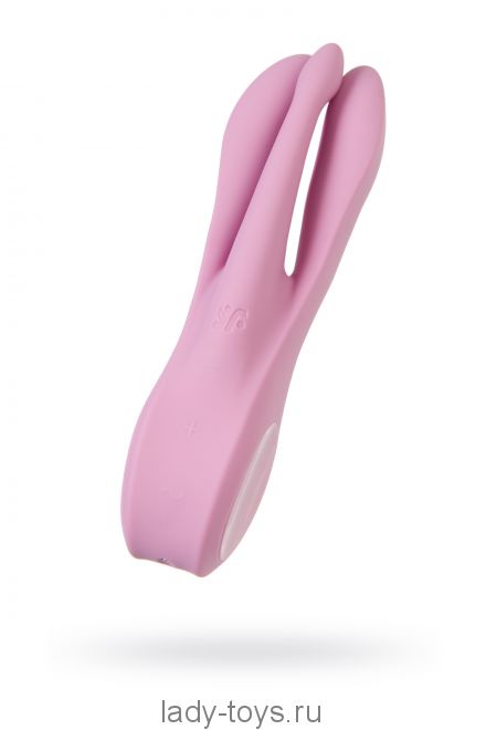 Вибростимулятор Satisfyer Threesome 1, силикон, розовый, 14 см