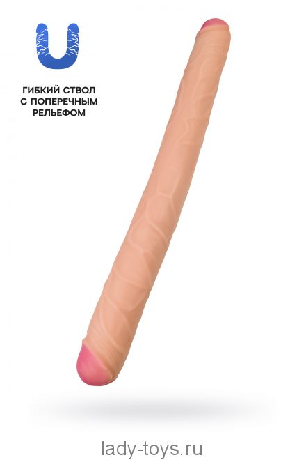 Фаллоимитатор RealStick Brutal Castor двусторонний, neoskin, телесный, 56 cм