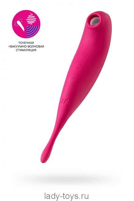 Точечный вибратор с вакуумной стимуляцией Satisfyer Twirling Pro Connect App, силикон, красный, 20см