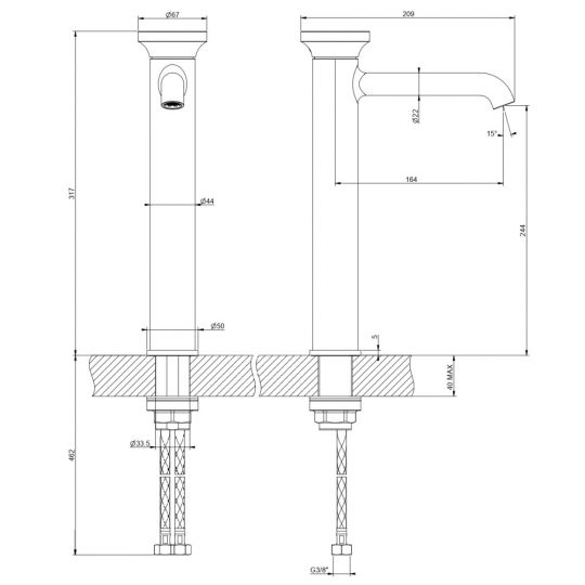 Смеситель высокий для раковины Gessi Origini 66004 ФОТО