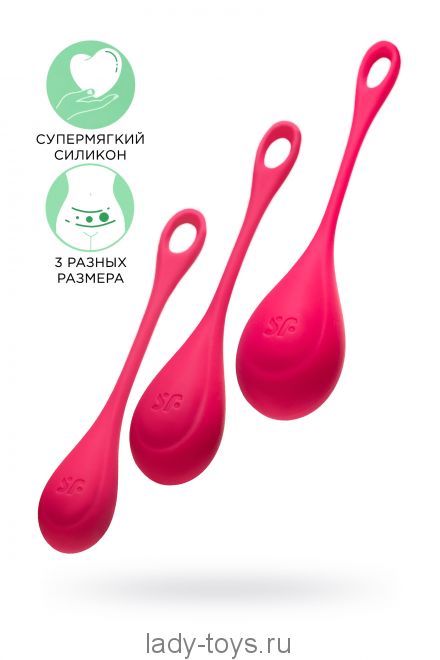 Набор вагинальных шариков Satisfyer YONI, силикон, красный, Ø 2 см.