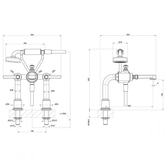 Изображение Смеситель для ванны Gessi Venti20 65115