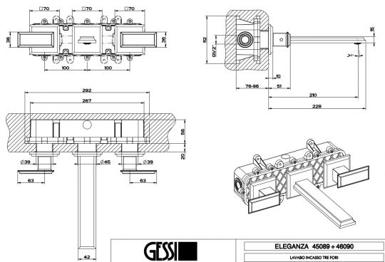 Gessi Eleganza смеситель для раковины 46090 ФОТО