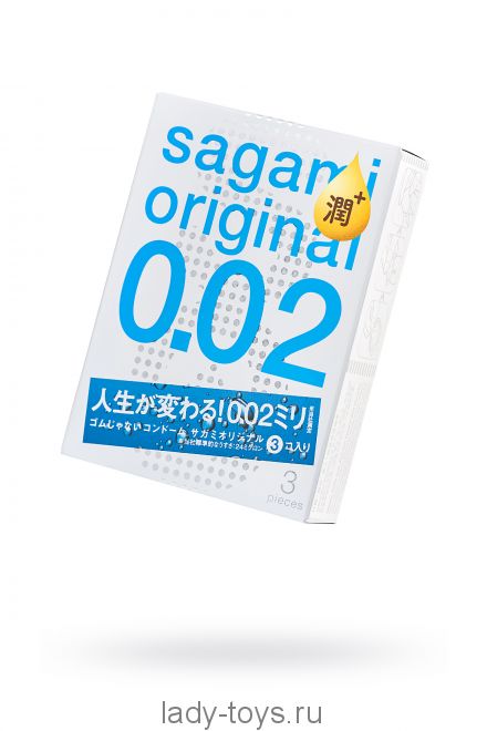 Презервативы Sagami, original 0.02, extra lub, полиуретан, 19 см, 3 шт.