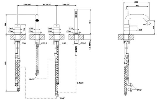 Смеситель для ванны и душа Gessi 316 54037 ФОТО