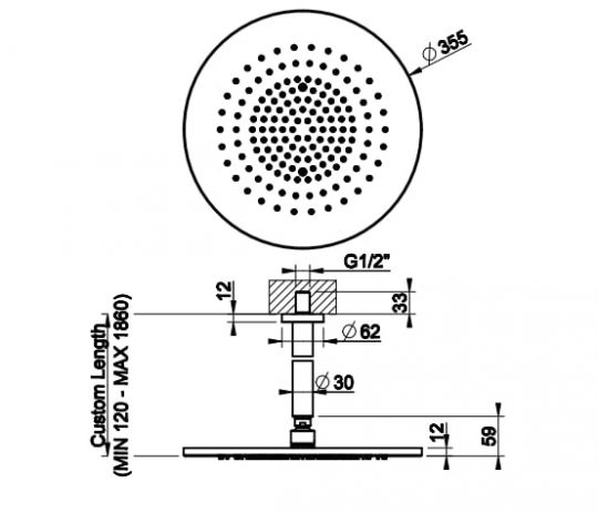 Тропический душ Gessi Bath-Shower316 54150 35,5х35,5 ФОТО