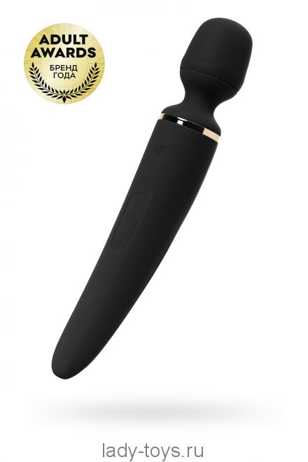 Нереалистичный вибратор Satisfyer Wand-er Woman, ABS пластик, черный, 34 см