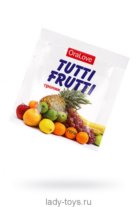 Съедобная гель-смазка TUTTI-FRUTTI для орального секса со вкусом экзотических фруктов ,4гр по 20 шт