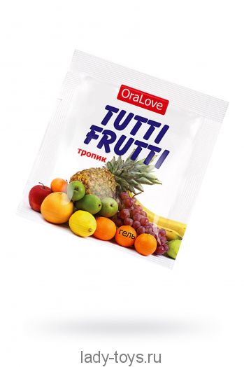 Съедобная гель-смазка TUTTI-FRUTTI для орального секса со вкусом экзотических фруктов ,4гр по 20 шт