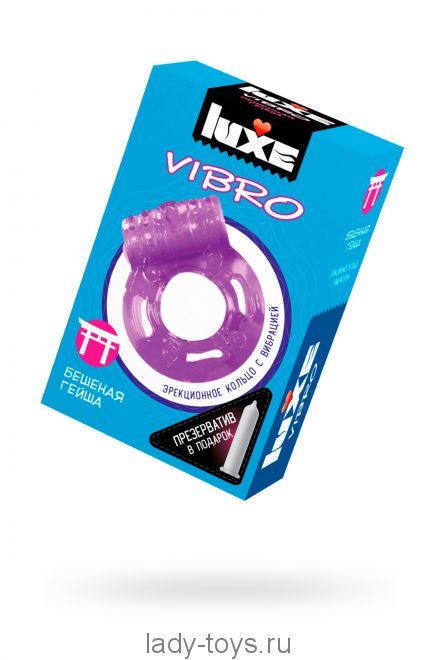 Виброкольцо LUXE VIBRO Бешеная гейша + презерватив, 1 шт, коричневое, 18 см