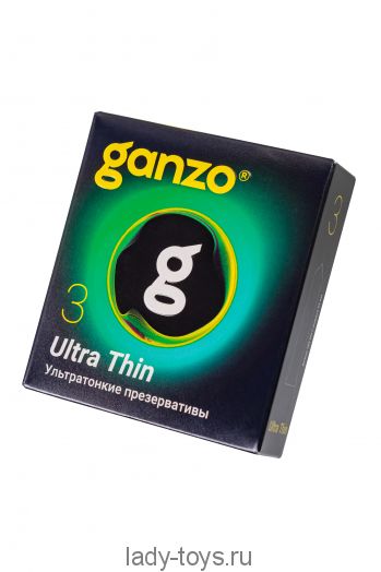 Презервативы Ganzo, ultra thin, ультратонкие, латекс, 18 см, 5,2 см, 3 шт.