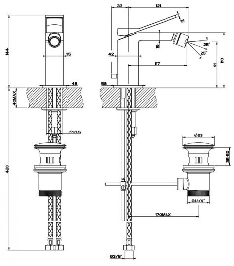 Смеситель Gessi Rettangolo K для биде 53007 ФОТО