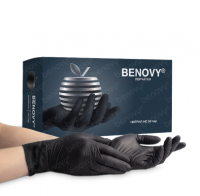 BENOVY Nitrile MultiColor BS, перчатки нитриловые, особопрочные, черные, 50 пар в упаковке