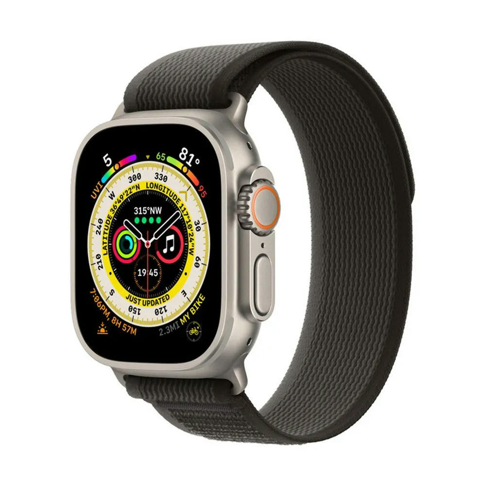 Apple Watch Ultra 49 mm (GPS+Cellular) Titanium Case Black/Gray Trail Loop (M/L) (MQF53/MQFH3/MQFX3)