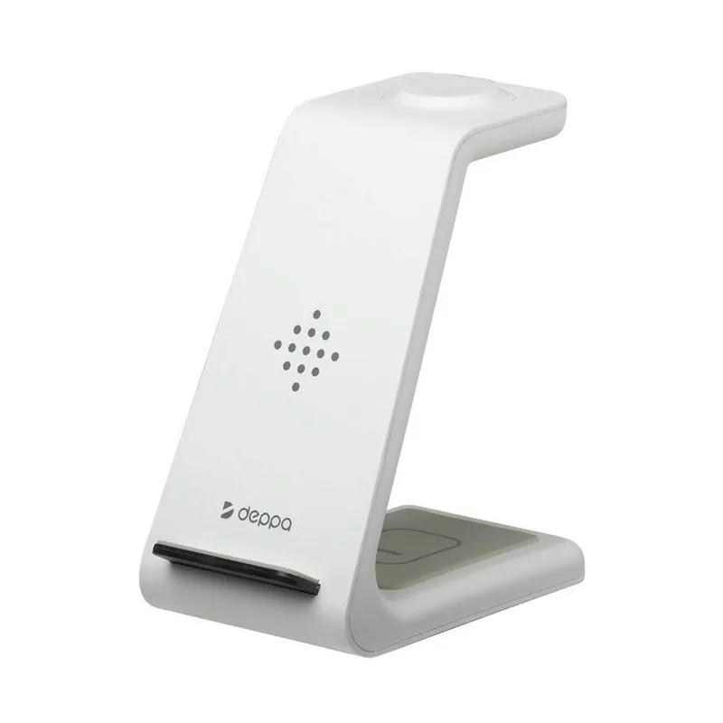 Беспроводное зарядное устройство Deppa Charging Stand 3 в 1 (D-24015) для Apple Watch / iPhone / AirPods 17,5W (белый)