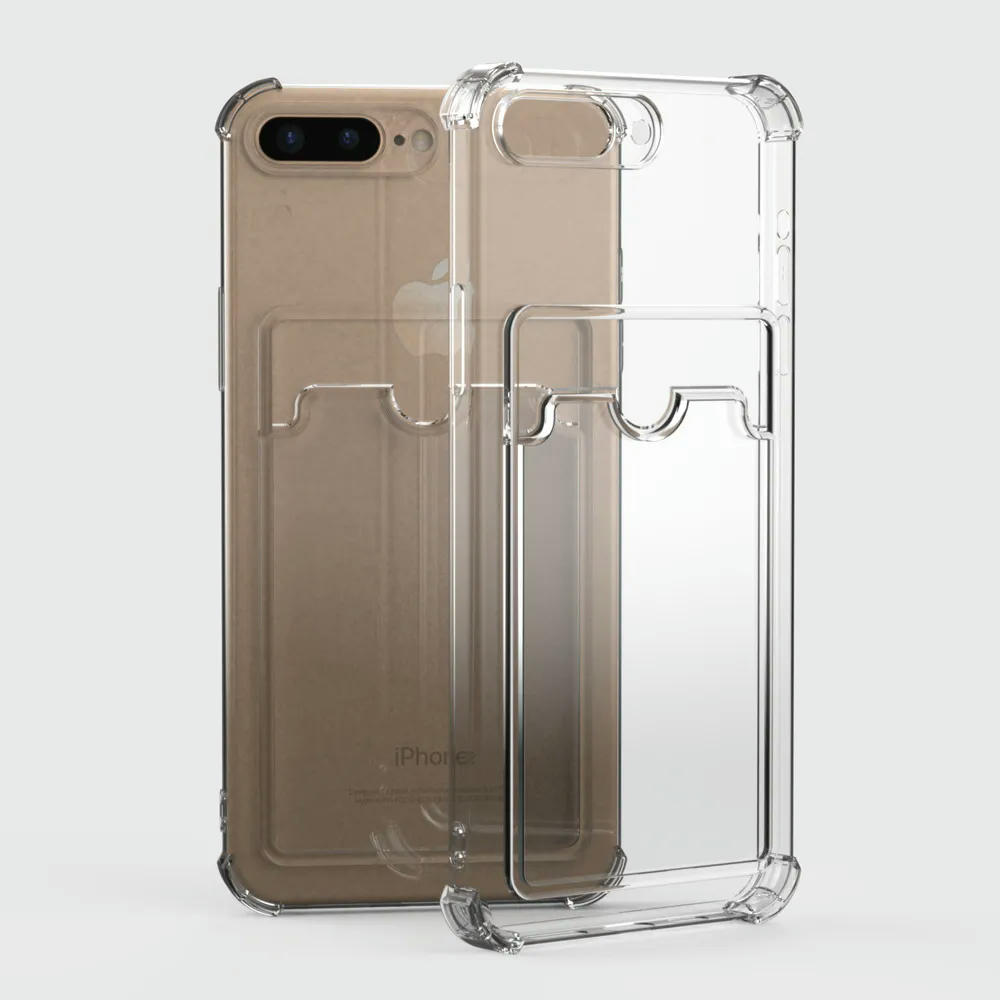 Чехол-накладка Card Case для iPhone 7 Plus/8 Plus силикон c держателем для карт (прозрачный)