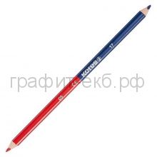 Карандаш двухцветный офисный красный/синий трехгранный Kores 94871.01