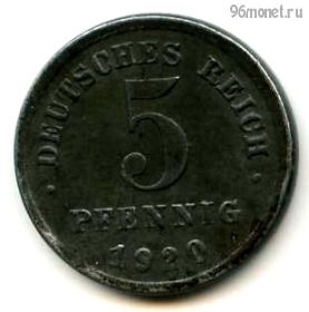 Германия 5 пфеннигов 1920 J