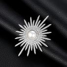 фото Брошь Полярная звезда металл/ жемчуг/ стразы, серебро XZ0107-2