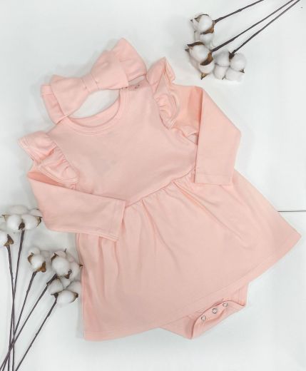 Боди-платье "Фантазия" с повязкой, персиковый