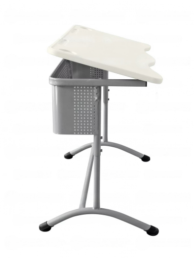 Стол ученический регулируемый двухместный с наклонной столешницей (Антивандальный Белый пластик)