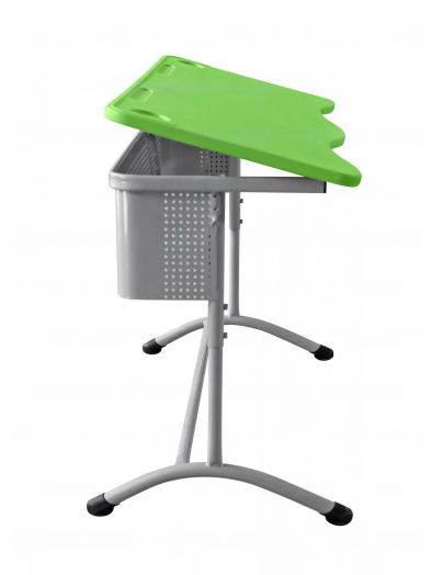 Стол ученический регулируемый двухместный с наклонной столешницей (Антивандальный Зелёный пластик)