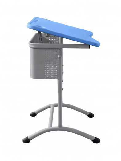 Стол ученический регулируемый одноместный с наклонной столешницей (Антивандальный Синий пластик)