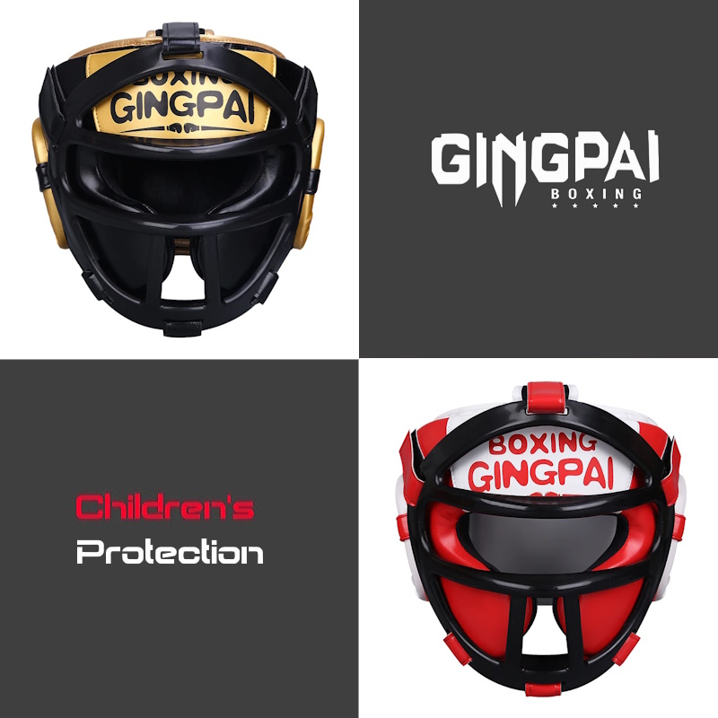 Детский шлем с маской GINGPAI KMG4R для единоборств